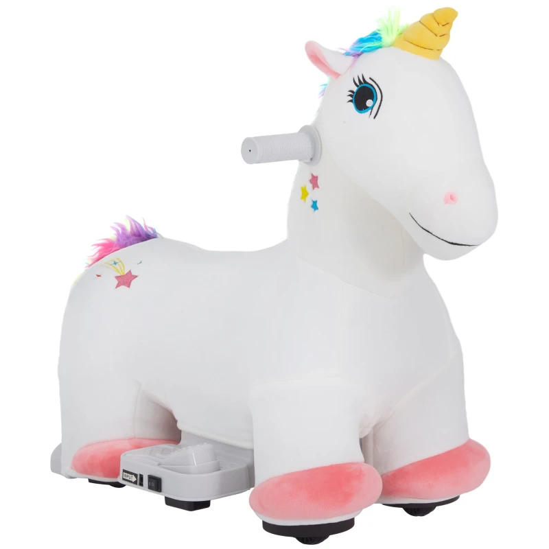 Image of AIYAPLAY 6V Electric Ride on Unicorn with Music Forward, White 370-365V70WT