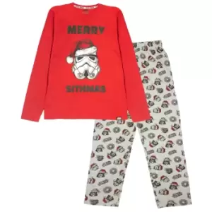 Star Wars Mens Merry Sithmas Long-Sleeved Christmas Pyjama Set (XXL) (Red/Heather Grey)