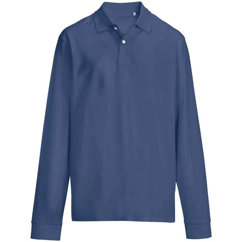 Image of SOL'S Mens Pique Long-Sleeved Polo Shirt in Mid Blue Size: Large Mid Blue Male L