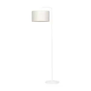 Image of Emibig Trapo White Floor Lamp with Shade with Ecru Fabric Shades, 1x E27