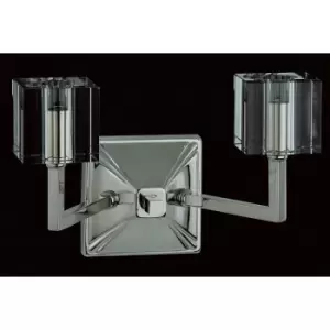 image of Impex Cube Twin Wall Light Nickel