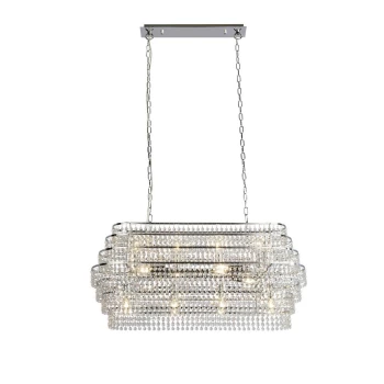 image of 12 Light Pendant With Hanging Crystal - Chrome