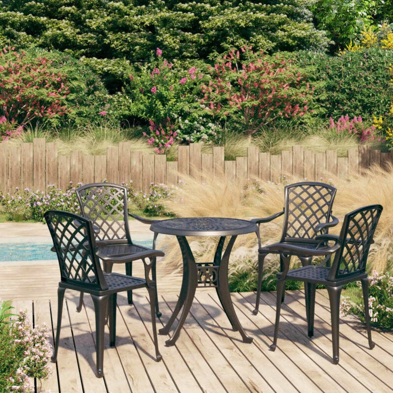 Image of VIDAXL 5 Piece Bistro Set Cast Aluminium Black Vidaxl 8720286406632