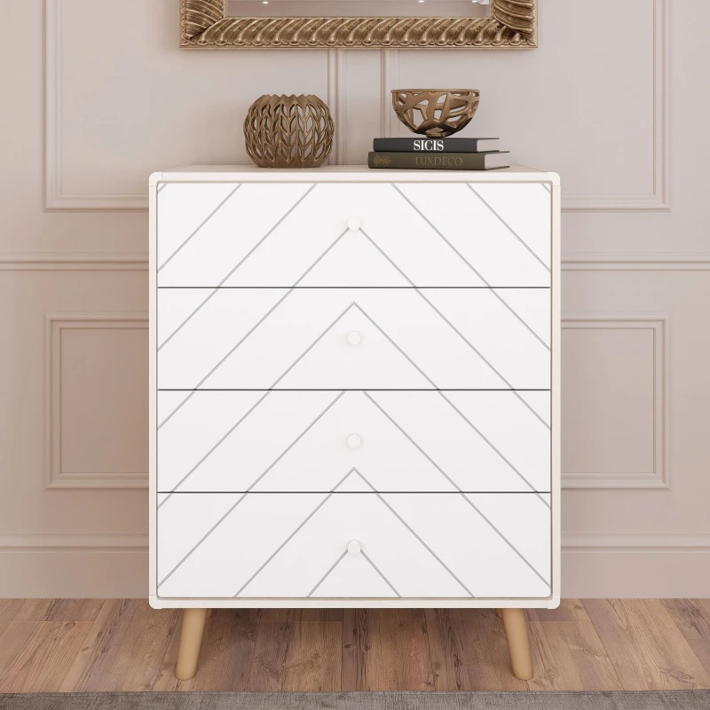 Image of Seconique Dixie 4 Drawer Chest - Dusty Grey/White, Grey 100-102-228