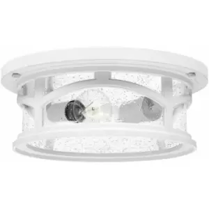 Image of Loops - Outdoor IP44 1 Bulb Flush Light Low Ceiling White LED E27 40W