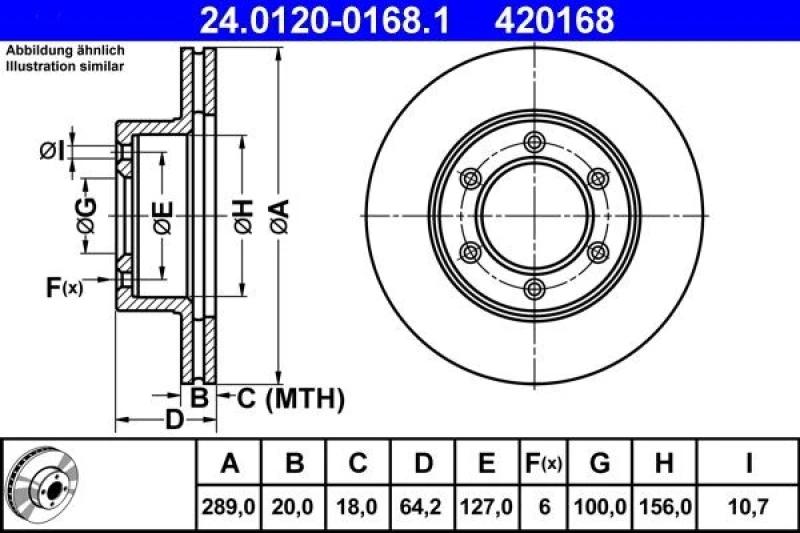 Image of ATE 24.0120-0168.1 Brake disc Vented Brake Disc (82)