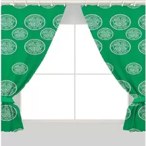 Celtic FC Repeat Logo Pencil Pleat Curtains (54in x 66in) (Green/White)