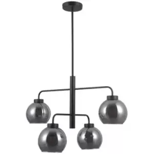 Italux Lighting - Italux Poggi - Scandinavian Hanging Pendant Black Matt 4 Light with Smoky Shade, E27