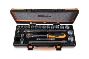 image of Beta Tools 920A/C17HR 22pc 1/2" D Reversible Ratchet, Socket & Accessory Set