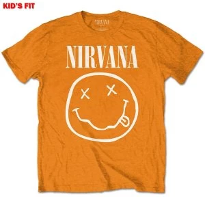 Image of Nirvana - White Smiley Kids 11 - 12 Years T-Shirt - Orange
