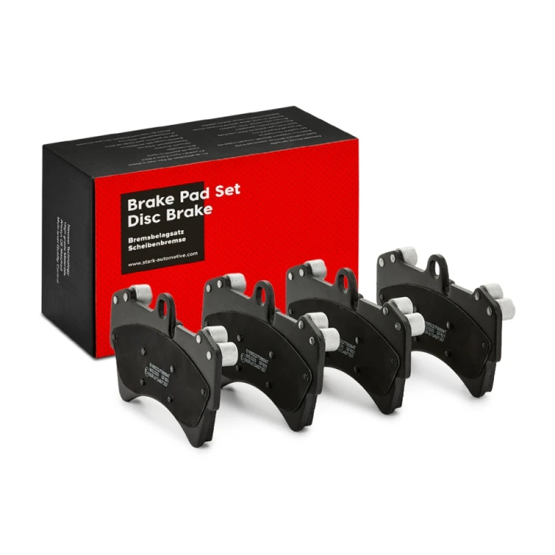 Image of STARK SKBP-0010156 Brake pad set Front Axle, excl. wear warning contact, with counterweights, with anti-squeak plate Brake Pad Set,disc brake (402)