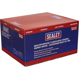 Image of Sealey Creped Turquoise Multi Purpose Paper Wipes Pack of 160
