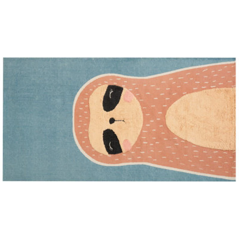 Image of Beliani Kids Rug Isak Blue 80 X 150 Cm Cotton