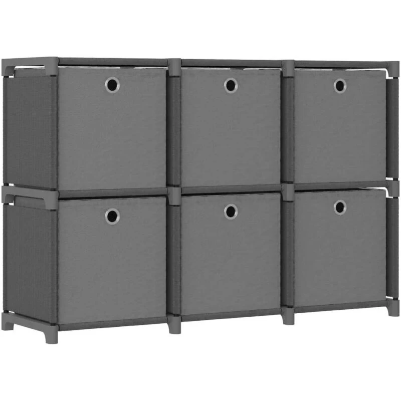 Image of VIDAXL Vidaxl - 6-Cube Display Shelf with Boxes Grey 103x30x72.5cm Fabric 8720286042663