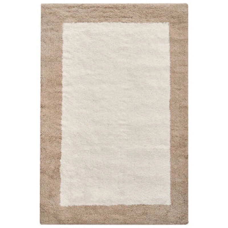 Image of Beliani Bath Mat Kabri Brown/ Beige 60 X 90 Cm Cotton