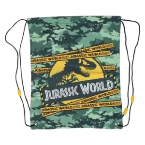 Image of Jurassic World Girls Logo Drawstring Bag (One Size) (Forest Green/Yellow)