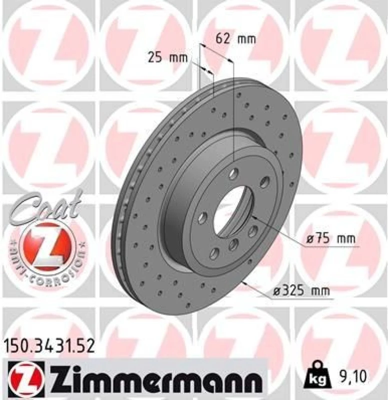 Image of ZIMMERMANN Brake disc ZIMMERMANN 150.3431.52