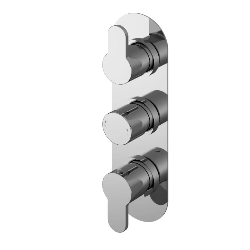Image of Balterley Concealed Thermostatic Triple Shower Valve 2 Outlets Chrome Silver