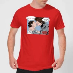 Image of Star Wars Leia Han Solo Love Mens T-Shirt - Red - L