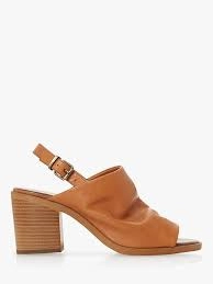 Image of Bertie Tan Leather 'Issi' Mid Block Heel Slingbacks - 3