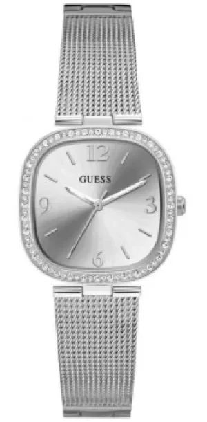 image of Guess TAPESTRY Womens Silver Square Dial Stainless Steel Watch