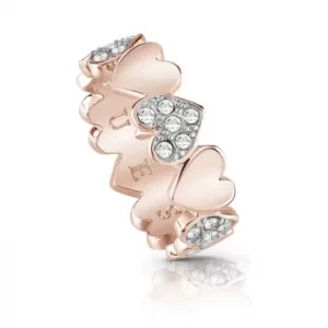 image of Guess Rose Gold Plated Rhodium Multi Pave Heart Ring