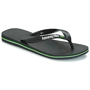 Image of Havaianas BRAZIL LOGO womens Flip flops / Sandals (Shoes) in Black,5,8,3 / 4,6 / 7,9 / 10,11 / 12,1 / 2 kid,1