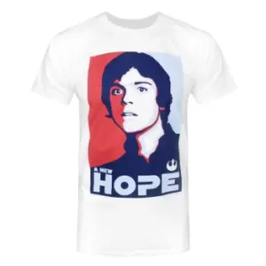 image of Star Wars Official Mens Luke Skywalker A New Hope T-Shirt (M) (White)