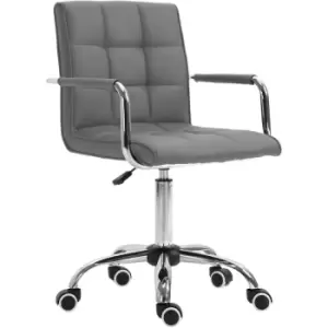 image of Mid Back Home Office Chair Swivel Computer Chair with Armrests, Grey - Grey - Vinsetto