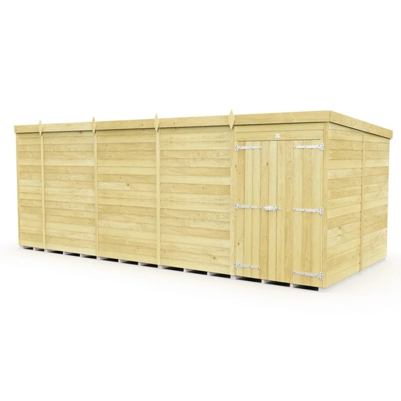 Image of Buttercup Farm 18 x 8 Feet Pent Shed - Double Door W/O Window - L231 x W533 x H201cm in Brown Brown Unisex