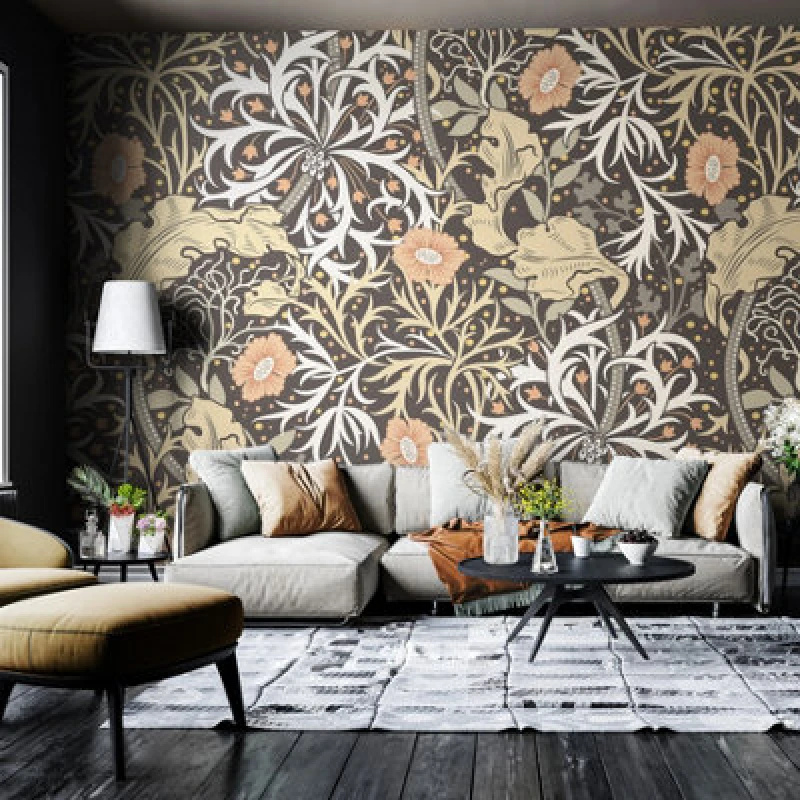 Image of Origin Murals Trailing Seaweed Garden - Charcoal Matt Smooth Paste The Wall Mural 350Cm Wide X 280Cm High