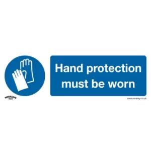 Image of Sealey Self Adhesive Vinyl Hand Protection Must Be Worn Sign 300mm 100mm Standard