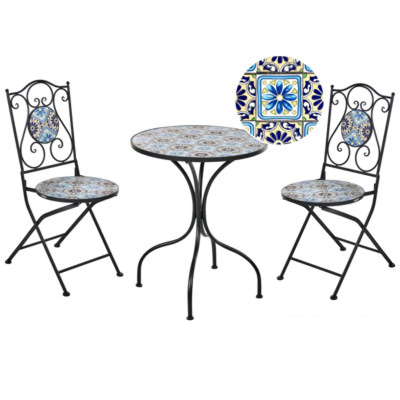 Image of Beliani Bistro Set Folding Aggius Metal Black