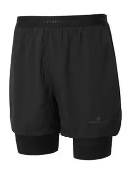 image of Ronhill Tech Revive 5" Twin Running Shorts - Black, Size L, Men