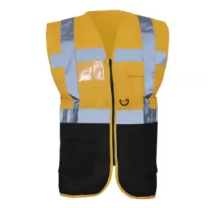 image of Yoko Hi-Vis Premium Executive/Manager Waistcoat / Jacket (Pack of 2) (M) (Orange/Black)