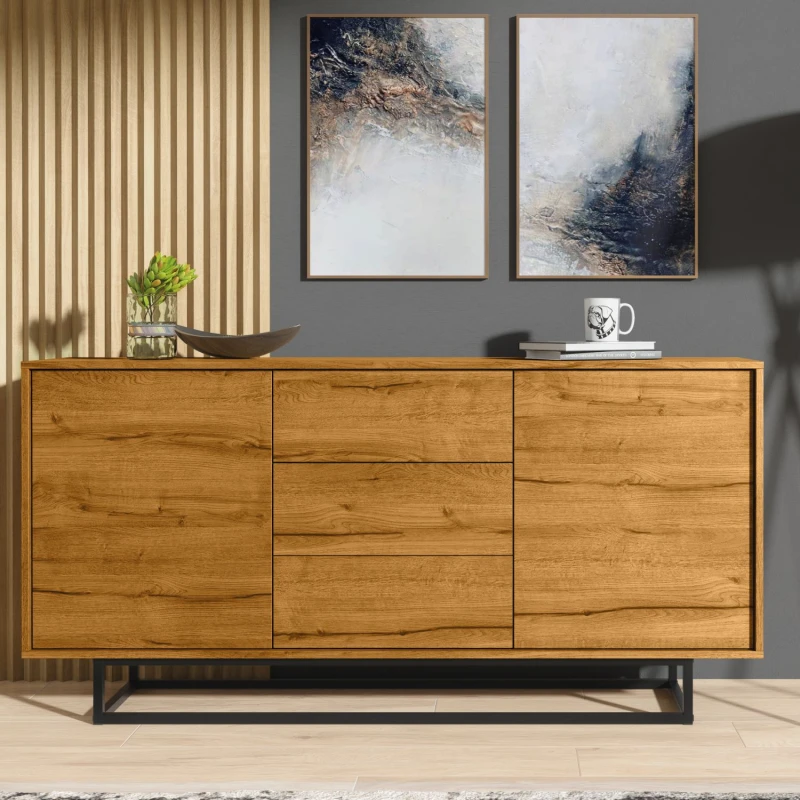 Image of Mex Furniture LTD Sideboard 140cm Loft / Industrial in Brown Brown Unisex
