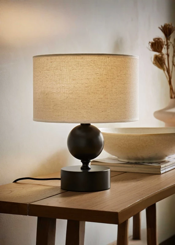 Image of ValueLights ValueLights Anthony Candlestick Table Lamp with Natural Linen Drum Lamp Shade in Brown Brown One Size Unisex 5059406067945