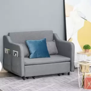 Image of HOMCOM Loveseat Futon Couch Upholstery Sleeper Sofa Bed With 2 Pillow Living Room