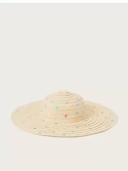 Image of Monsoon Girls Loveheart Sequin Floppy Hat - Natural