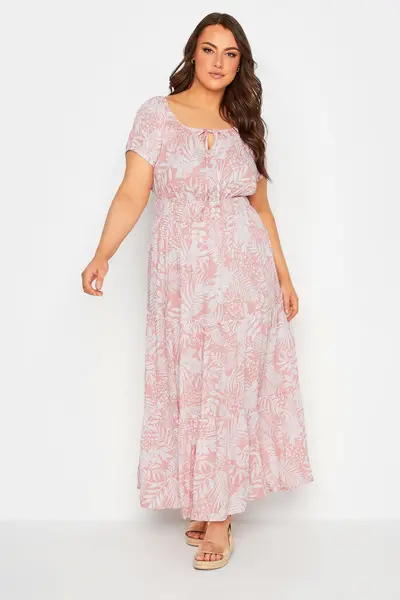 Image of Yours Bardot Maxi Dress Pink