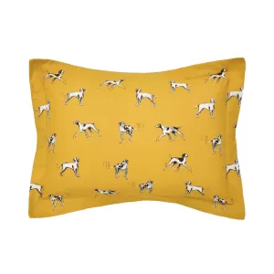 Image of Joules Sketchy Dogs 100% Brushed Cotton Duvet Cover Set Antique Gold