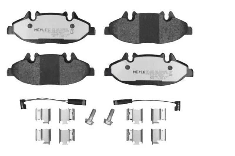 Image of MEYLE 025 240 0720/PD Brake pad set Front Axle, incl. wear warning contact, with accessories, MEYLE-PD Quality, with anti-squeak plate Brake Pad Set,