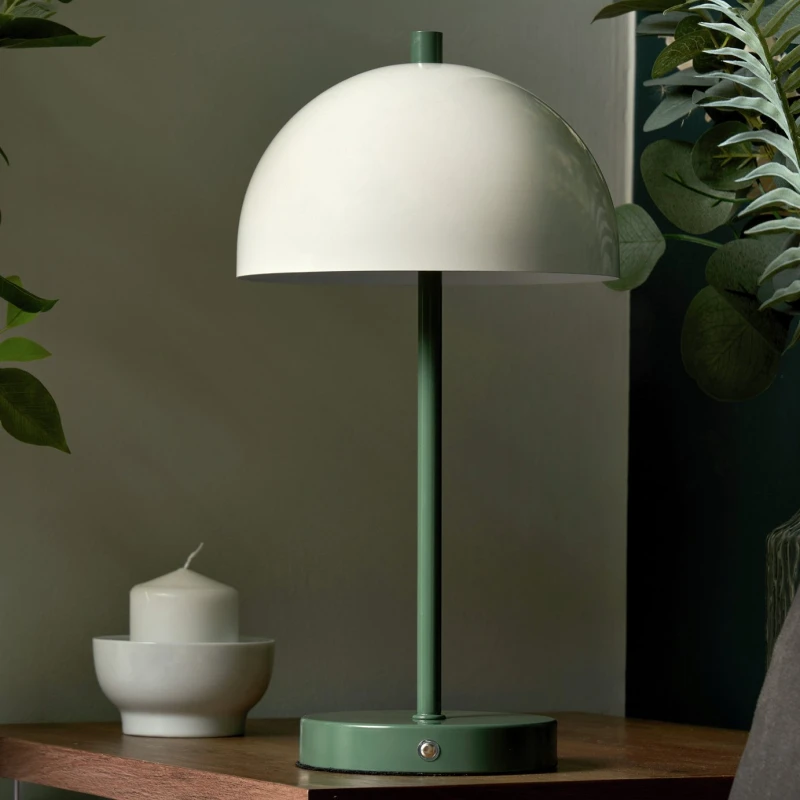 Image of BHS BHS Belle Dome Metal Rechargeable Table Lamp - Green