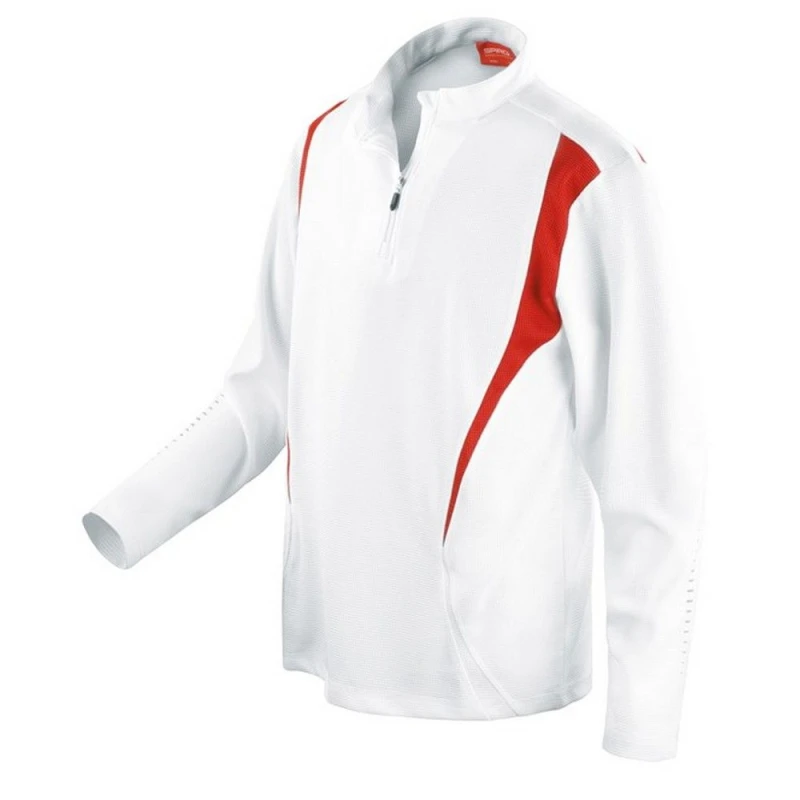 Image of Spiro Mens Trial Zip Neck Training Top in Dark Red Size: XS Dark Red Male XS