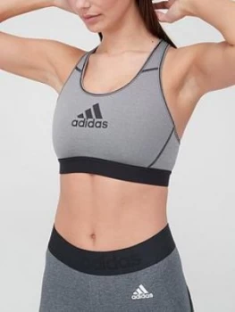 Image of adidas Medium Support Don't Rest Alpha Skin Sports Bra - Dark Grey Heather, Size XS, Women