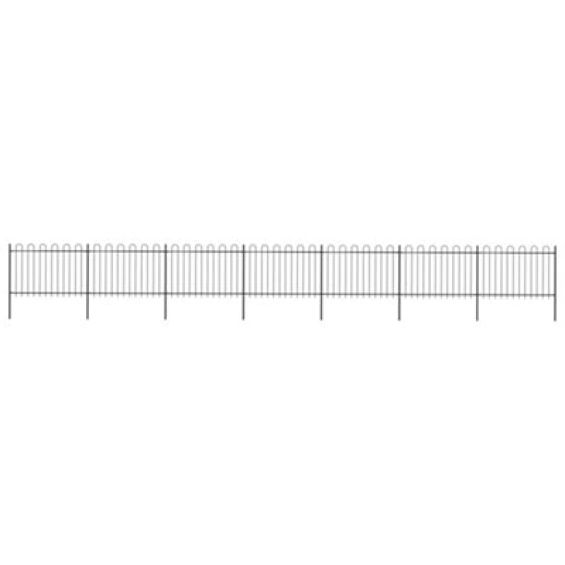 Image of Vidaxl Garden Fence With Hoop Top Steel 11.9X1.2 M Black