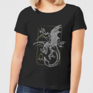 Harry Potter Hungarian Horntail Dragon Womens T-Shirt - Black - XXL