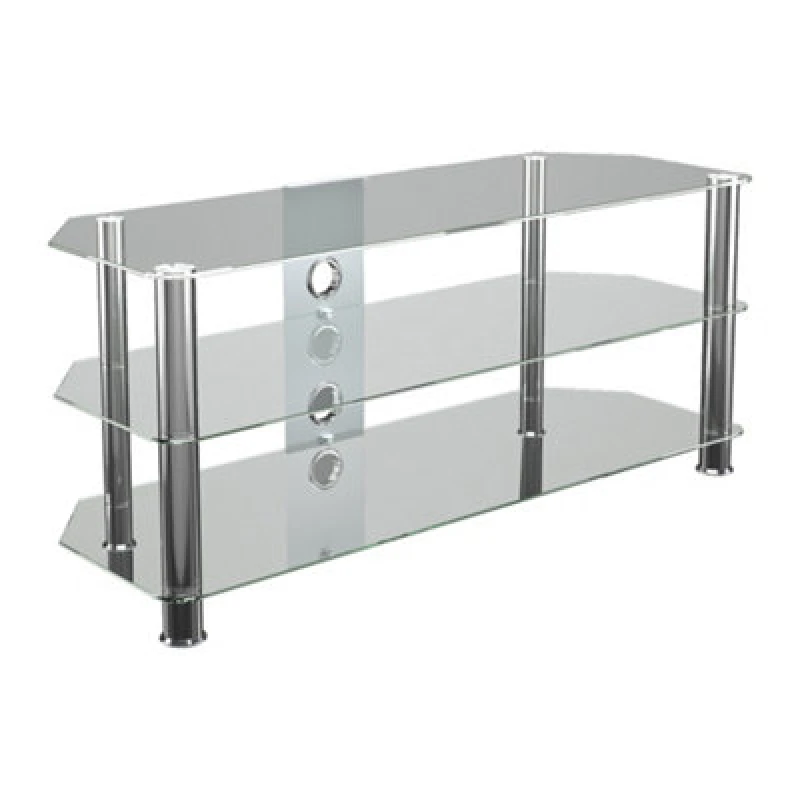 Image of Avf Classic 1.14M Glass Corner TV Stand With Cable Management For Tvs Up To 55" - Clear & Chrome