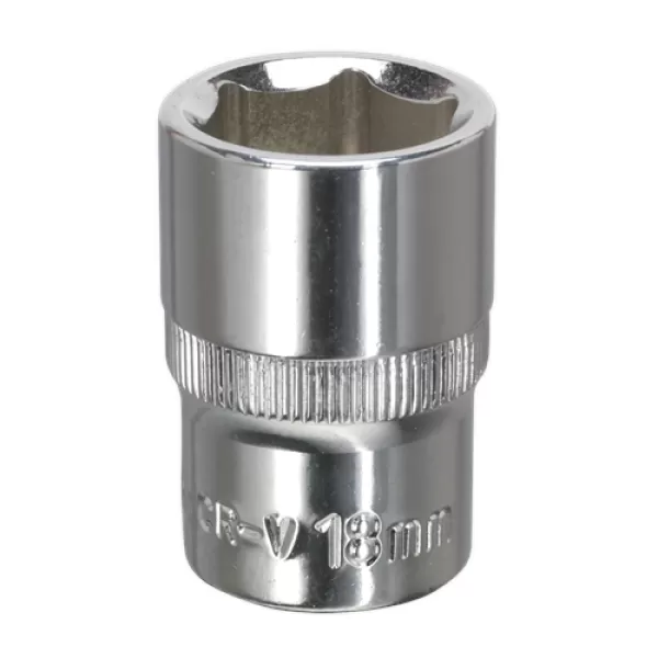 Image of Genuine SEALEY SP1218 WallDrive® Socket 18mm 1/2Sq Drive Fully Polished