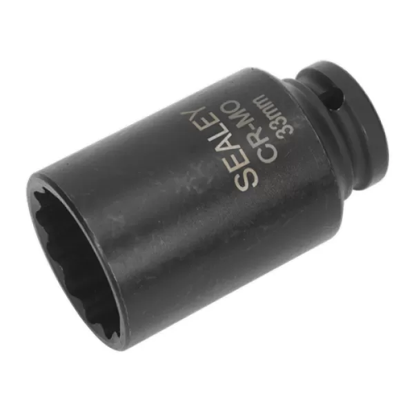 image of Genuine SEALEY SX0041 Impact Socket 33mm Bi-Hex Deep 1/2Sq Drive